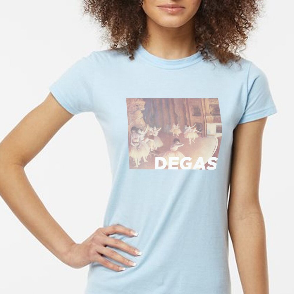 NWT Degas Print Crew Neck Lt Blue T-shirt - Dress Rehearsal